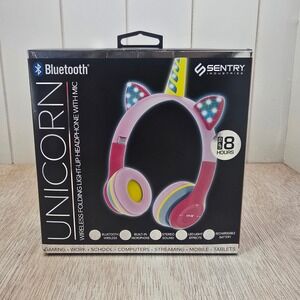 Sentry Unicorn Wireless Folding Light-Up Headphones with Mic Pink BTUNI